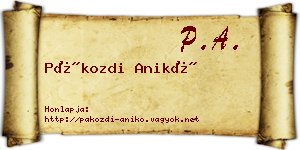 Pákozdi Anikó névjegykártya